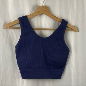 Aerie Navy Blue Ribbed Tank Padded Sports Bra New Without Tags Size XL